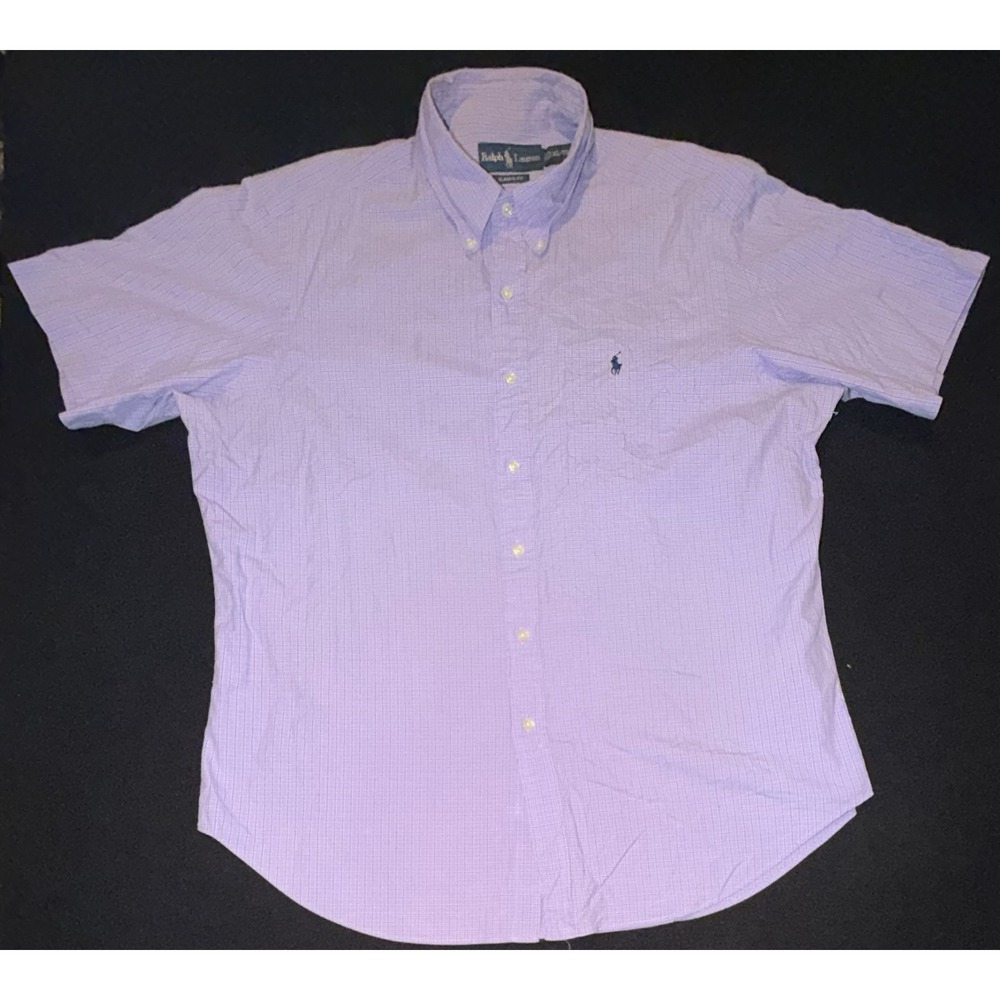 Polo Ralph Lauren Short Sleeve Purple Striped Cotton Classic Fit Mens XL